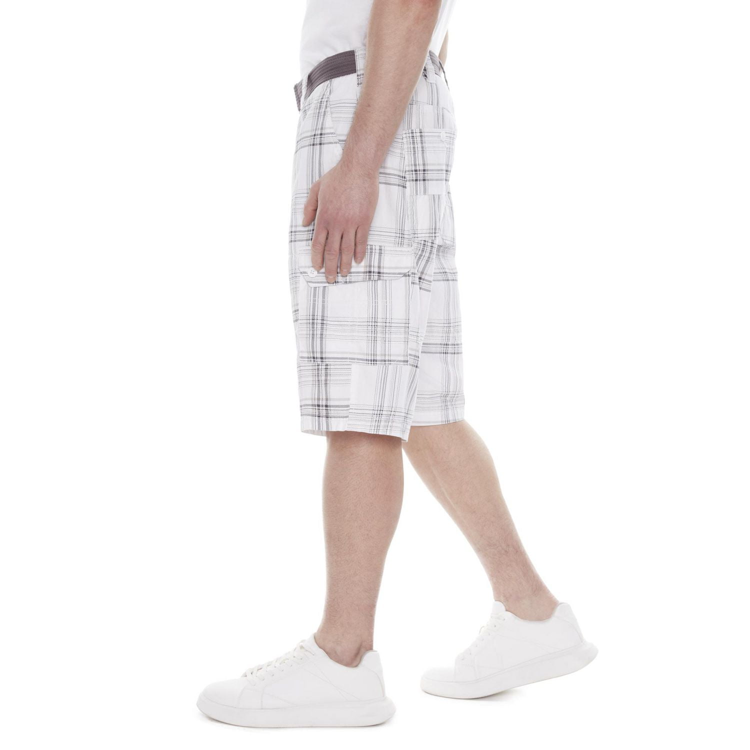 Dark Black Men's Belted Cargo Capri Short