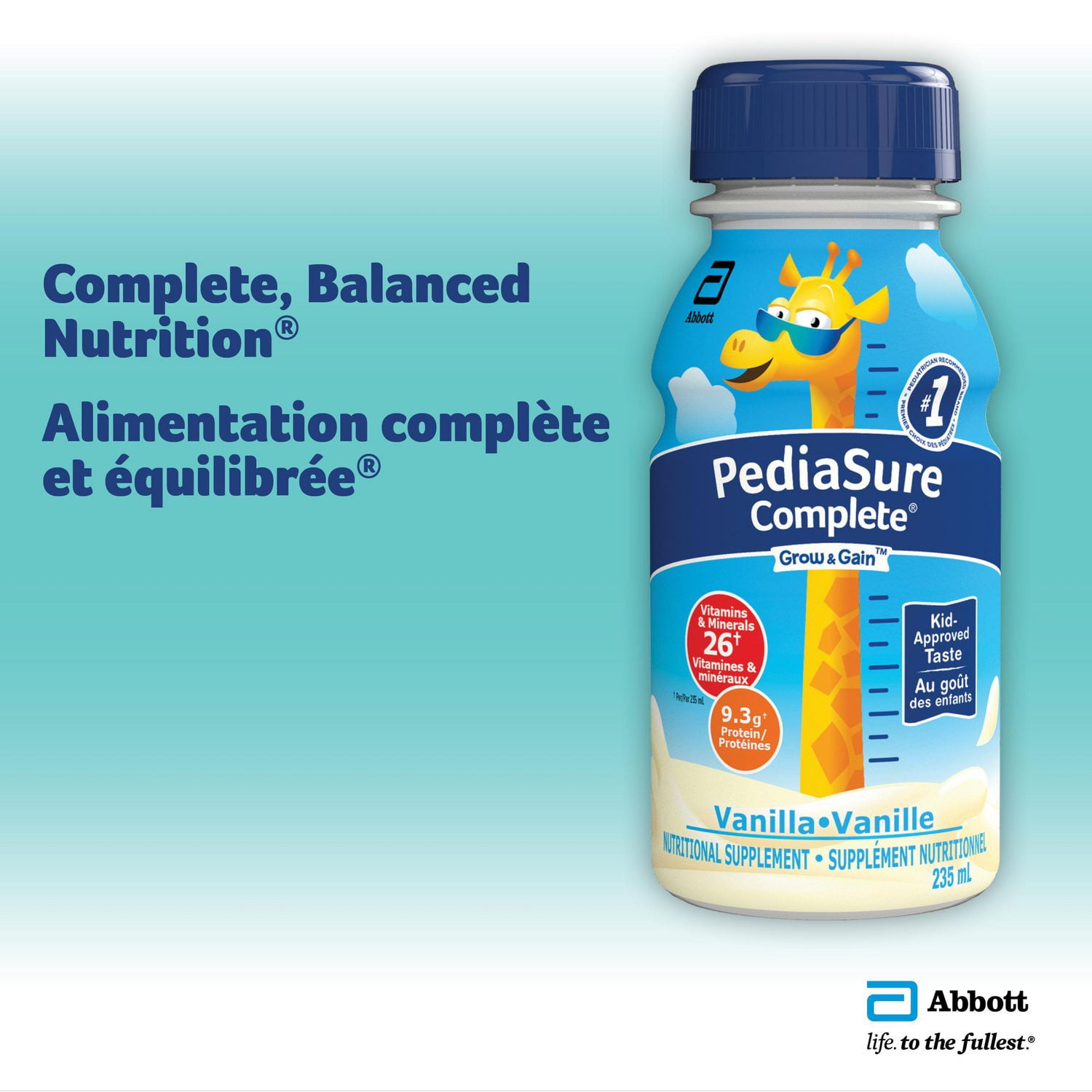 PediaSure Complete, Nutritional Supplement, Kids Nutritional Shake That Can Be Used As Breakfast Drink With Meal, Vanilla, 4 x 235-mL Bottles, 4 x 235 mL (4-pack)
