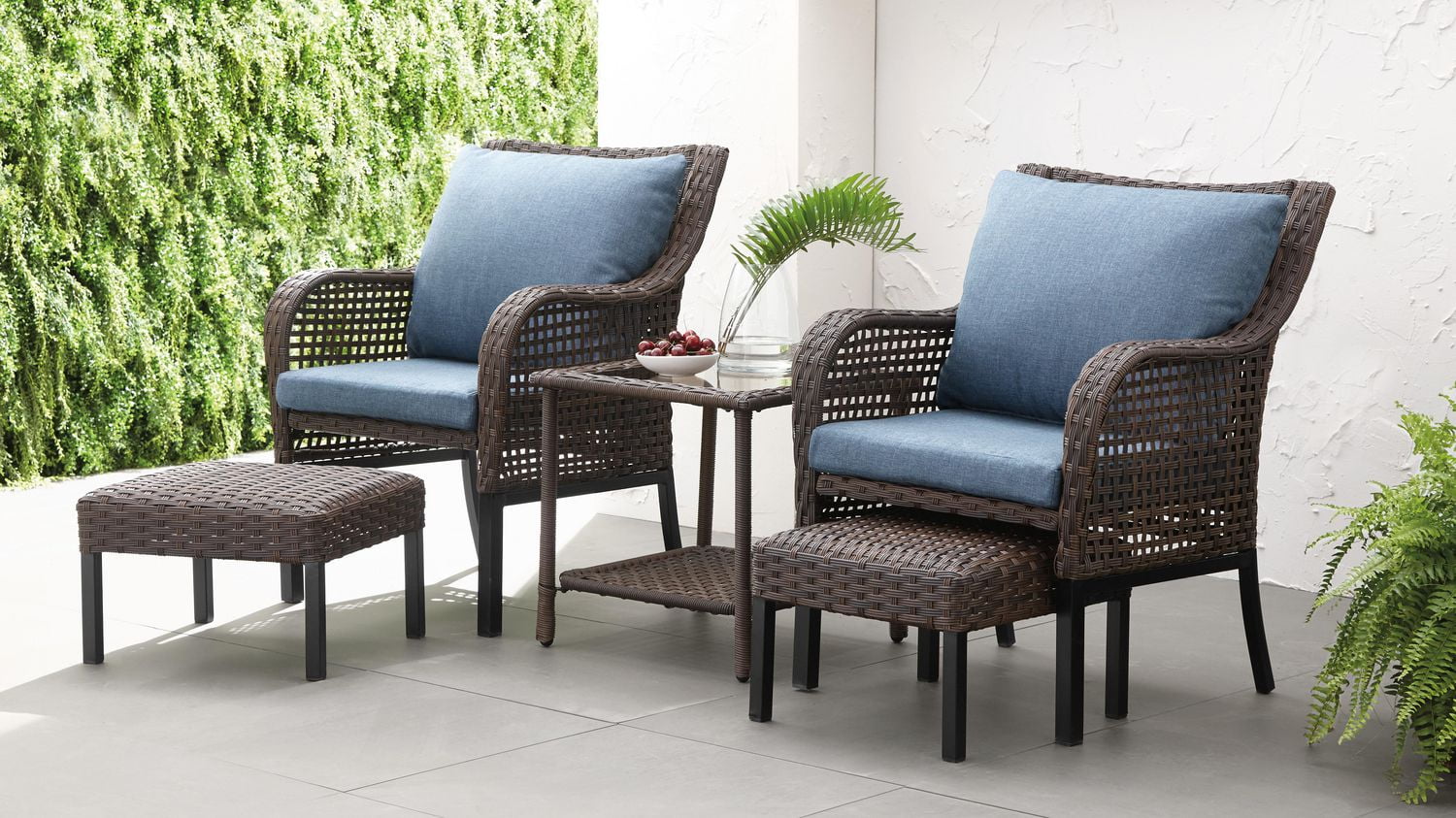 Hometrends Tuscany II 5 Piece Wicker Chat Set Walmart