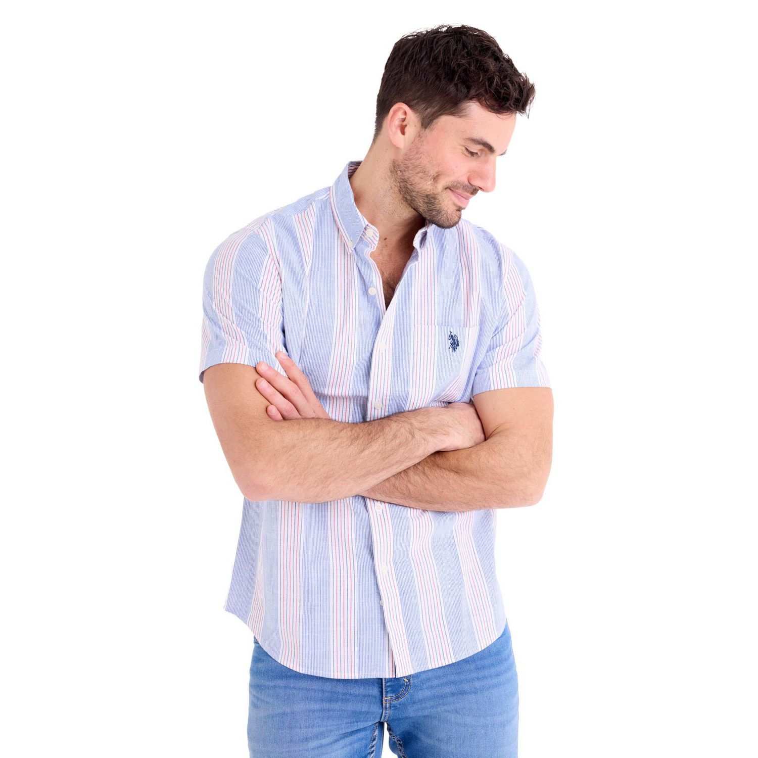 U.S. Polo Assn. Chemise boutonnée à manches courtes pour hommes