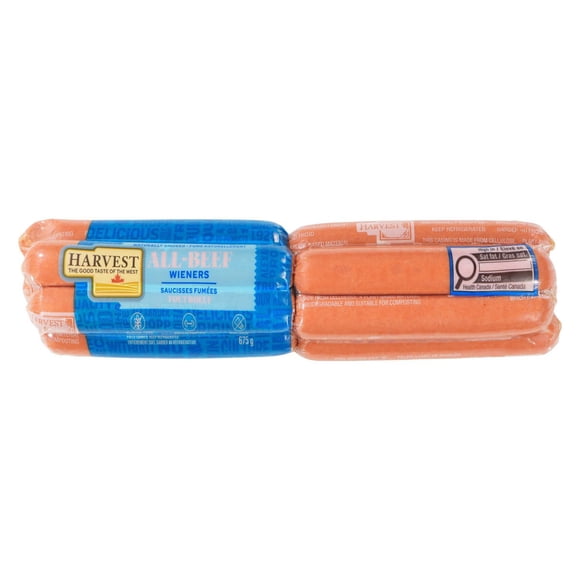 Harvest Meats All Beef Wieners, Our All Beef Wieners are made using only high quality beef mixed with a special blend of spices including a high quality milk binder. The wieners are cooked and naturally smoked using real hardwood chips, not artificial chemical sprays or dips.
