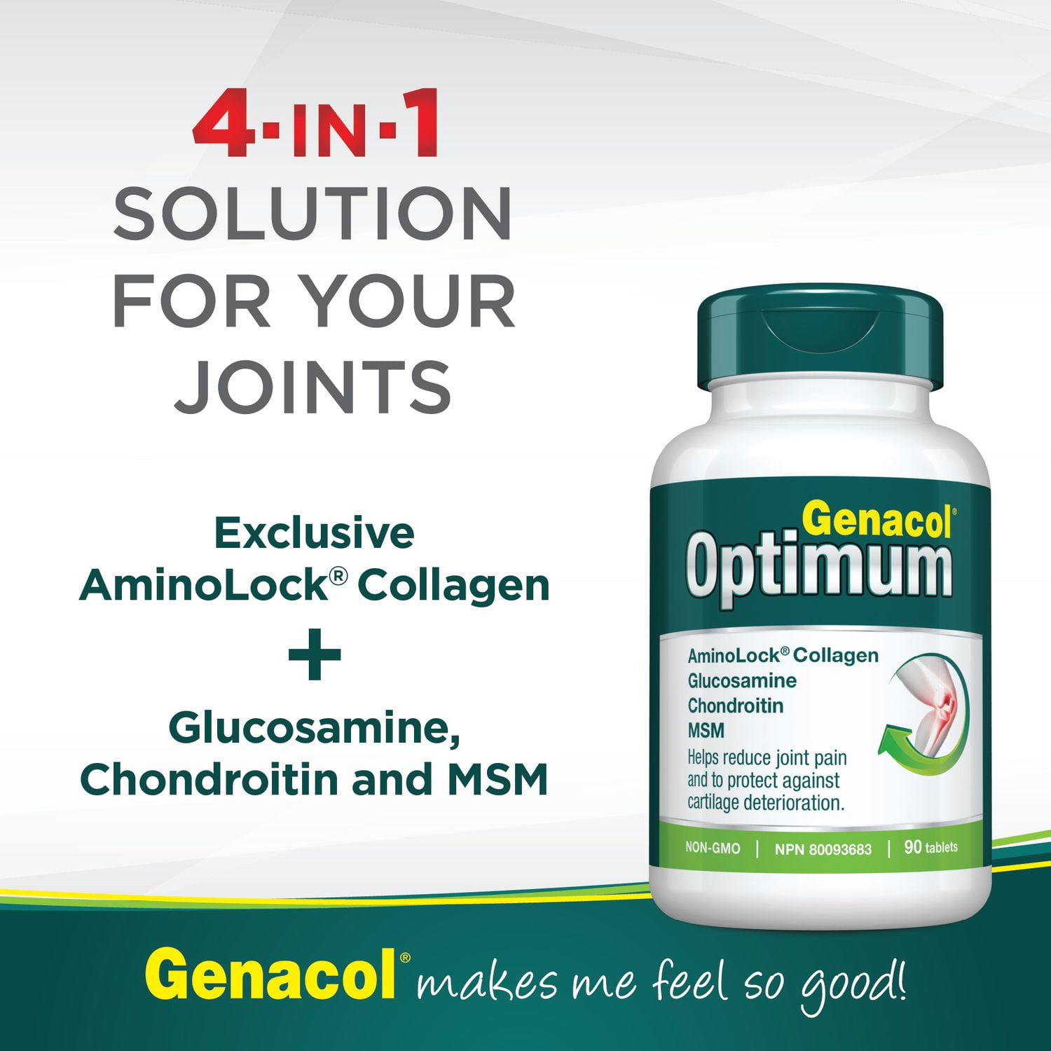 Genacol® Optimum -  Collagène Aminolock®, Glucosamine, Chondroitin & MSM 90 comprimés