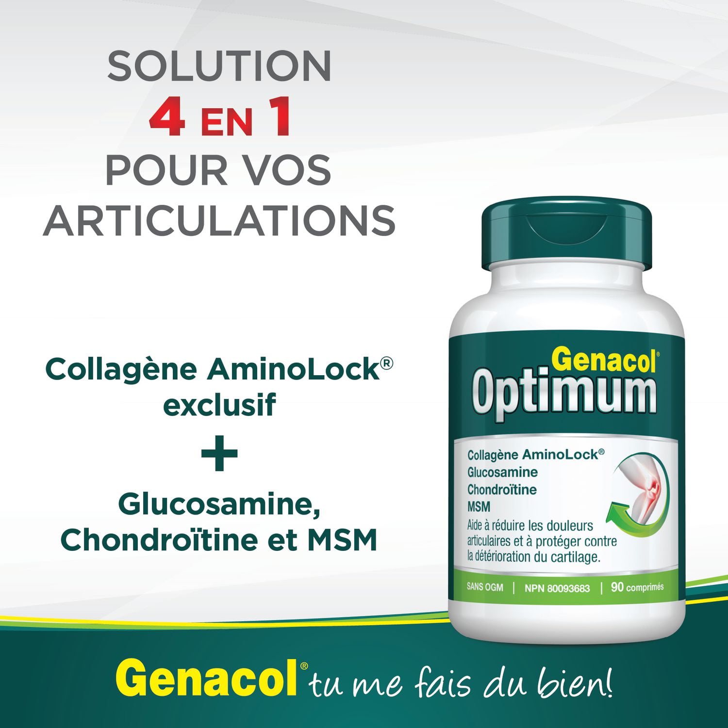 Genacol® Optimum -  Collagène Aminolock®, Glucosamine, Chondroitin & MSM 90 comprimés