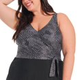 thumbnail image 3 of Krista Plus Women's Crossover V Neck Side Tie Full Coverage Swim Dress, 3 of 8