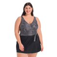 thumbnail image 1 of Krista Plus Women's Crossover V Neck Side Tie Full Coverage Swim Dress, 1 of 8