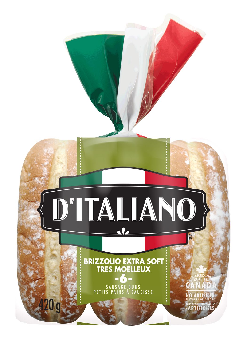 D'Italiano Brizzolio Sausage Buns, 6 Count, 420 g