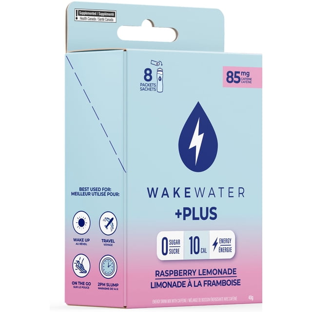 WakeWater +PLUS Energy & Electrolyte Drink Mix - Raspberry Lemonade