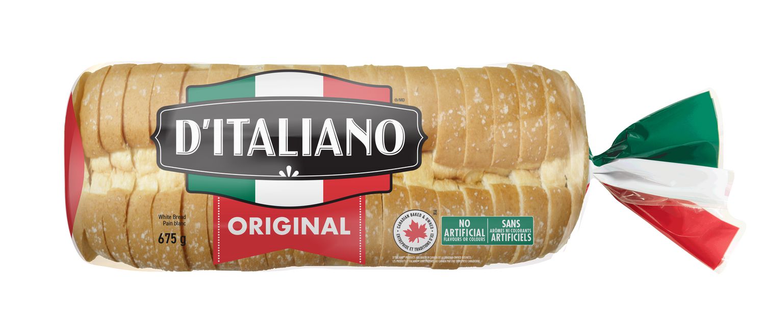 D'Italiano Pain blanc original tranché épais, Sans arômes ni colorants artificiels, 675 g