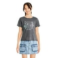 thumbnail image 1 of T-shirt délavé à imprimé graphique Justice pour filles, 1 of 3