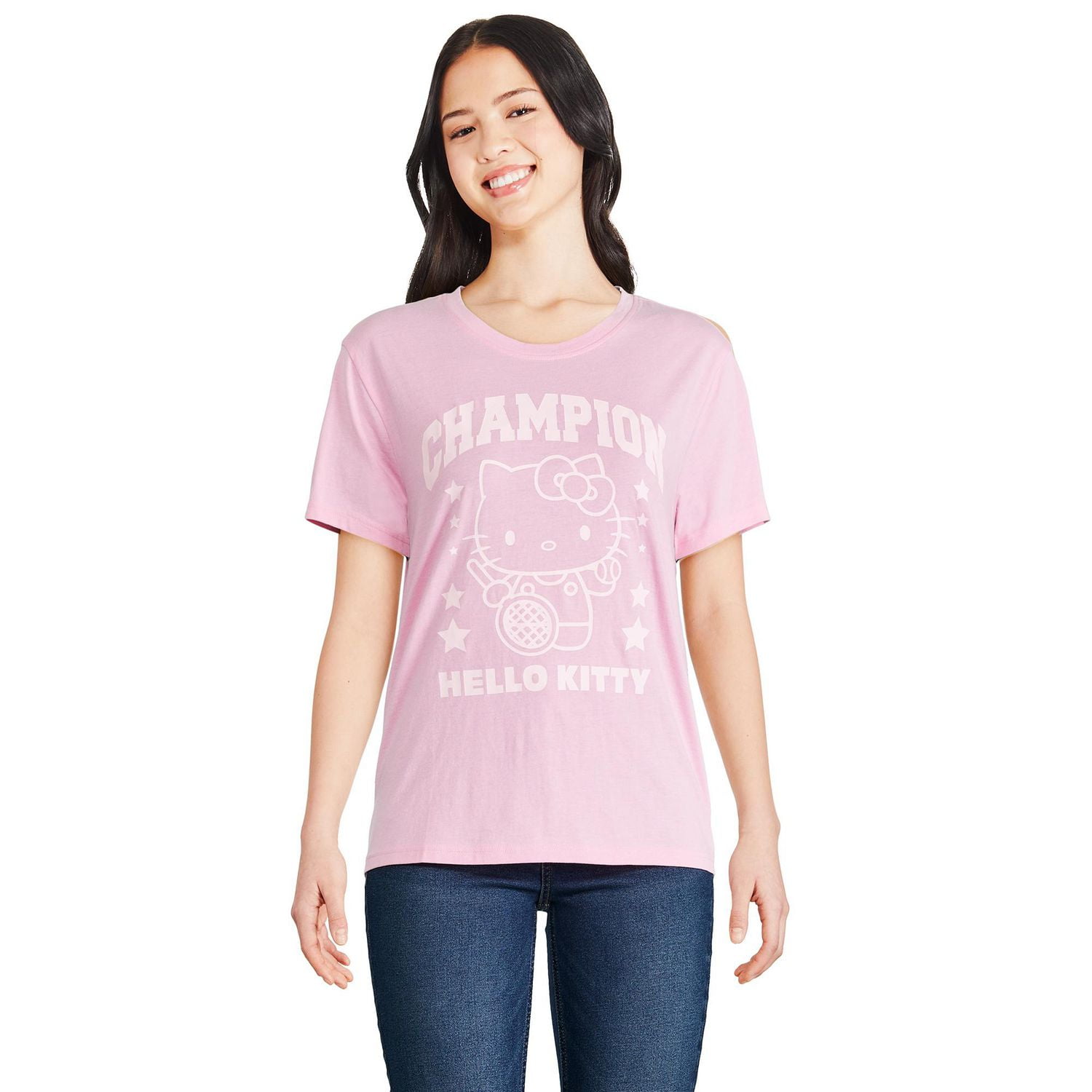 T-shirt à manches courtes Hello Kitty pour femmes Tailles TP–TG