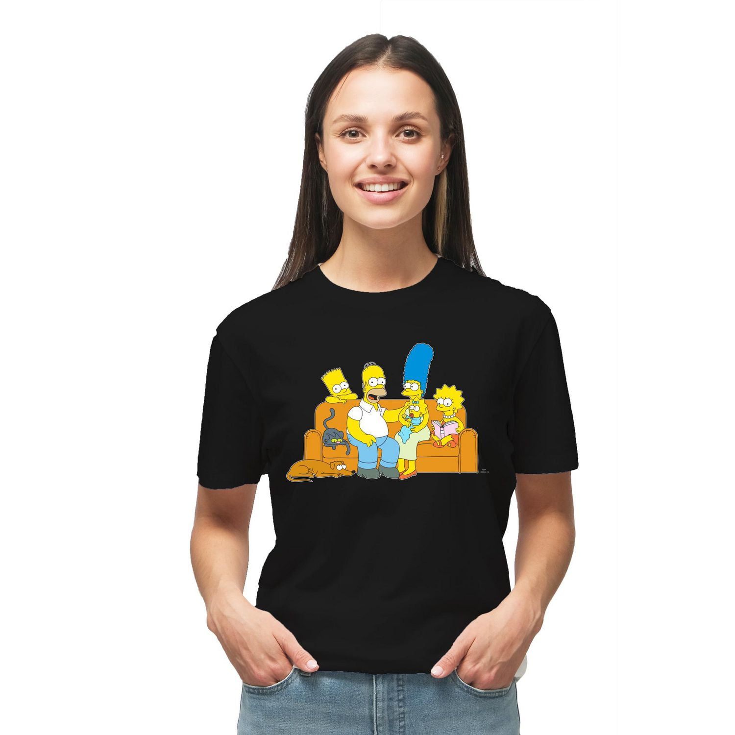 T-shirt à manches courtes pour femmes The Simpsons Family On The Couch