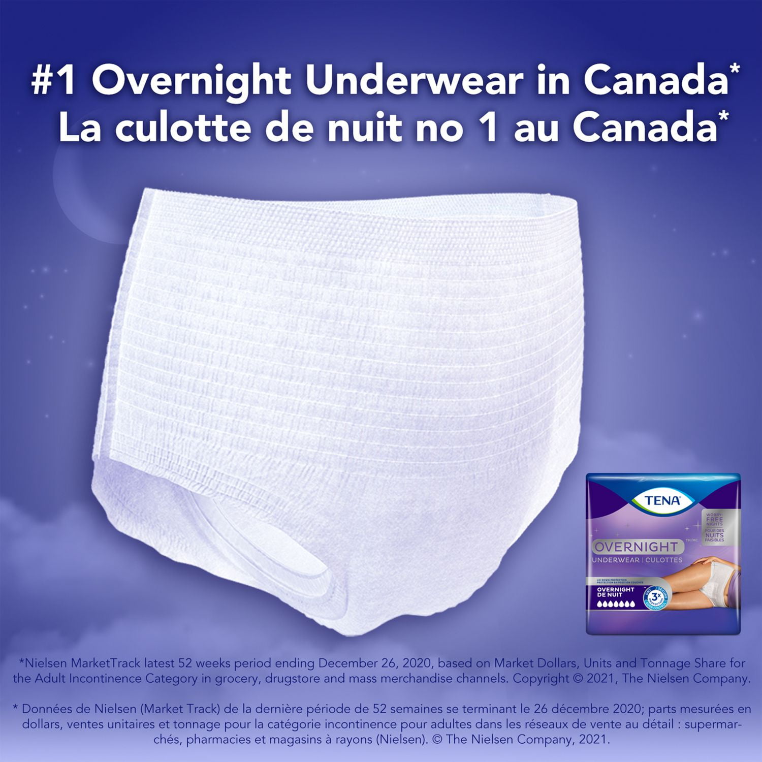 TENA, Incontinence Underwear, Overnight Absorbency, Extra Large