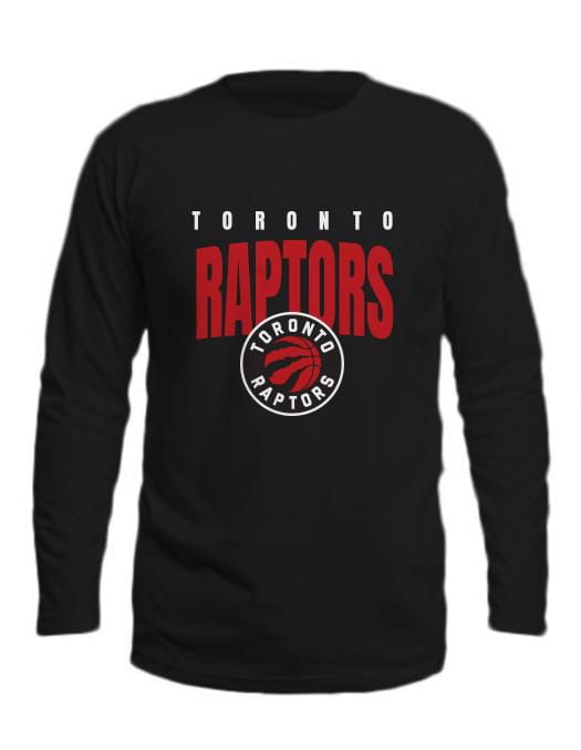 Men's NBA Toronto Raptors Red Logo Long Sleeve Black T-Shirt