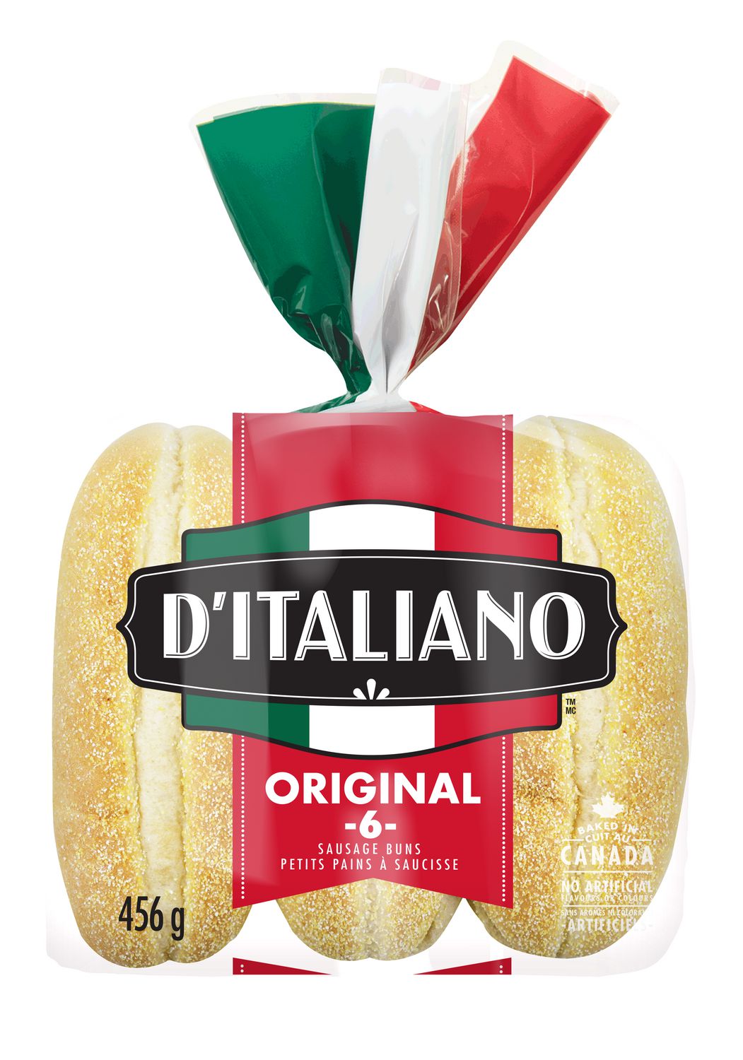 D'Italiano Original Sausage Buns, No Artificial Flavours or Colours, 6 Count, 456 g