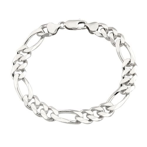 Bracelet Figaro coupe diamant de 8,5 po en argent sterling