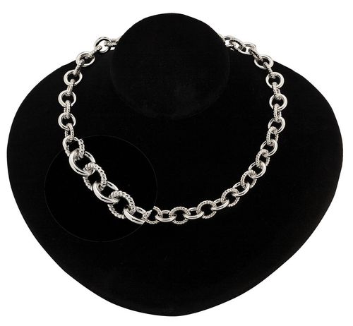 Sterling Silver 18 inches Cable Plain/Knurl Necklace | Walmart Canada