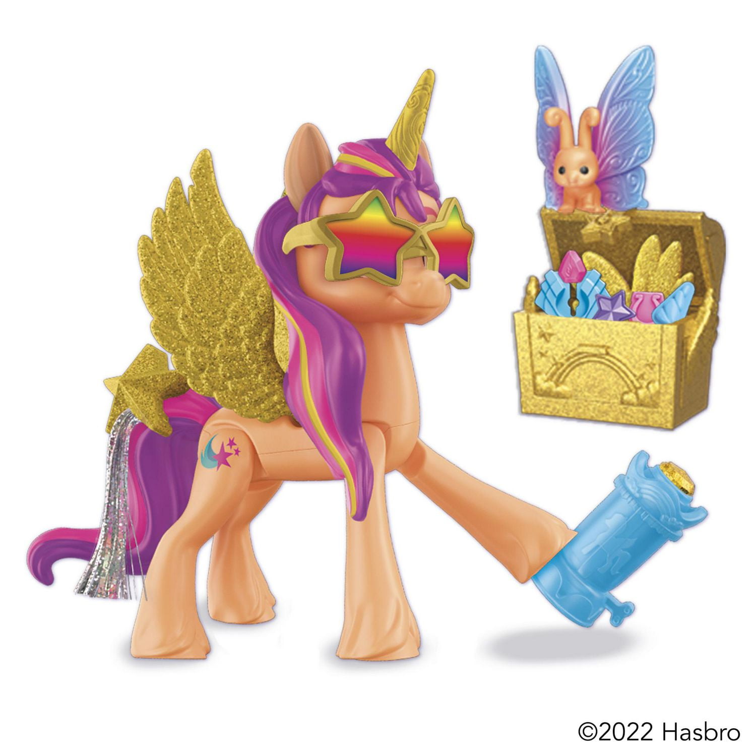 My Little Pony: A New Generation Movie Crystal Adventure Alicorn Sunny  Starscout - 3-Inch Alicorn-Style Toy, Surprise Accessories, Bracelet 