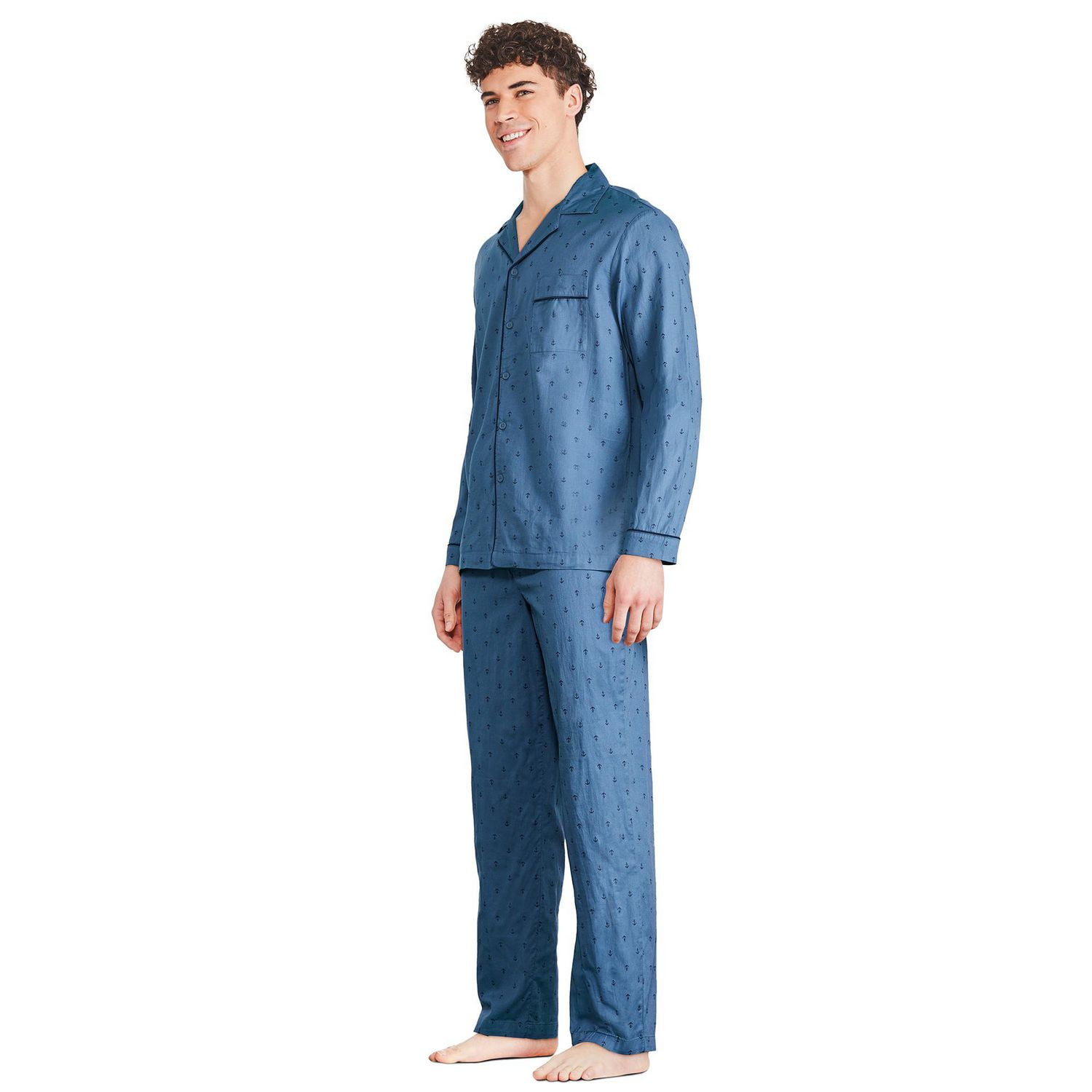 George Men's Notch Collar Pajama 2-Piece Set