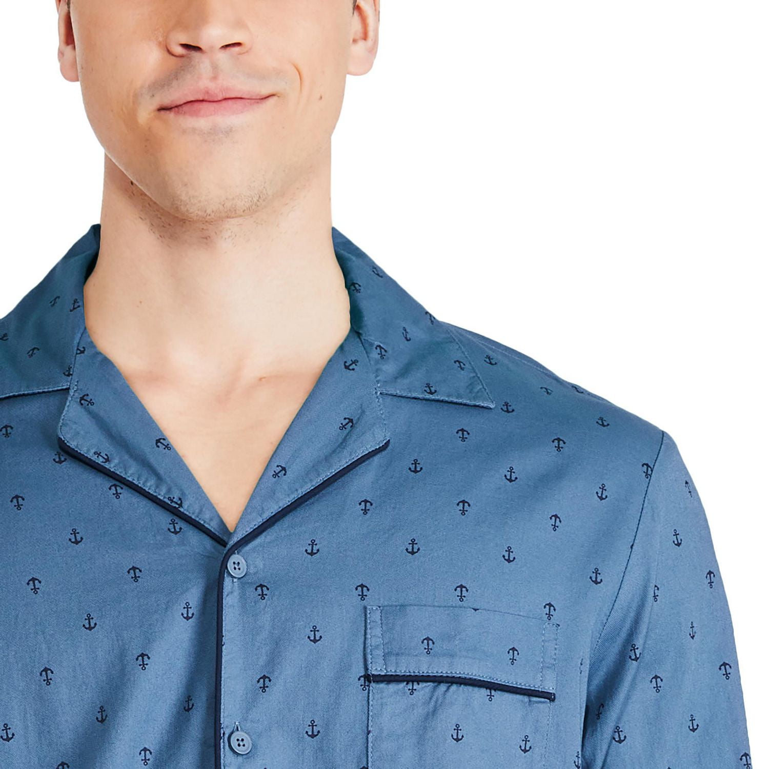 George Men's Notch Collar Pajama 2-Piece Set