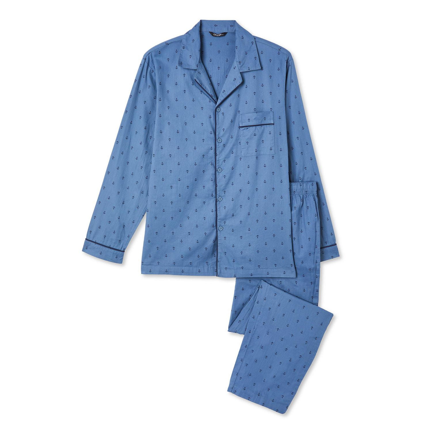 George Men's Notch Collar Pajama 2-Piece Set