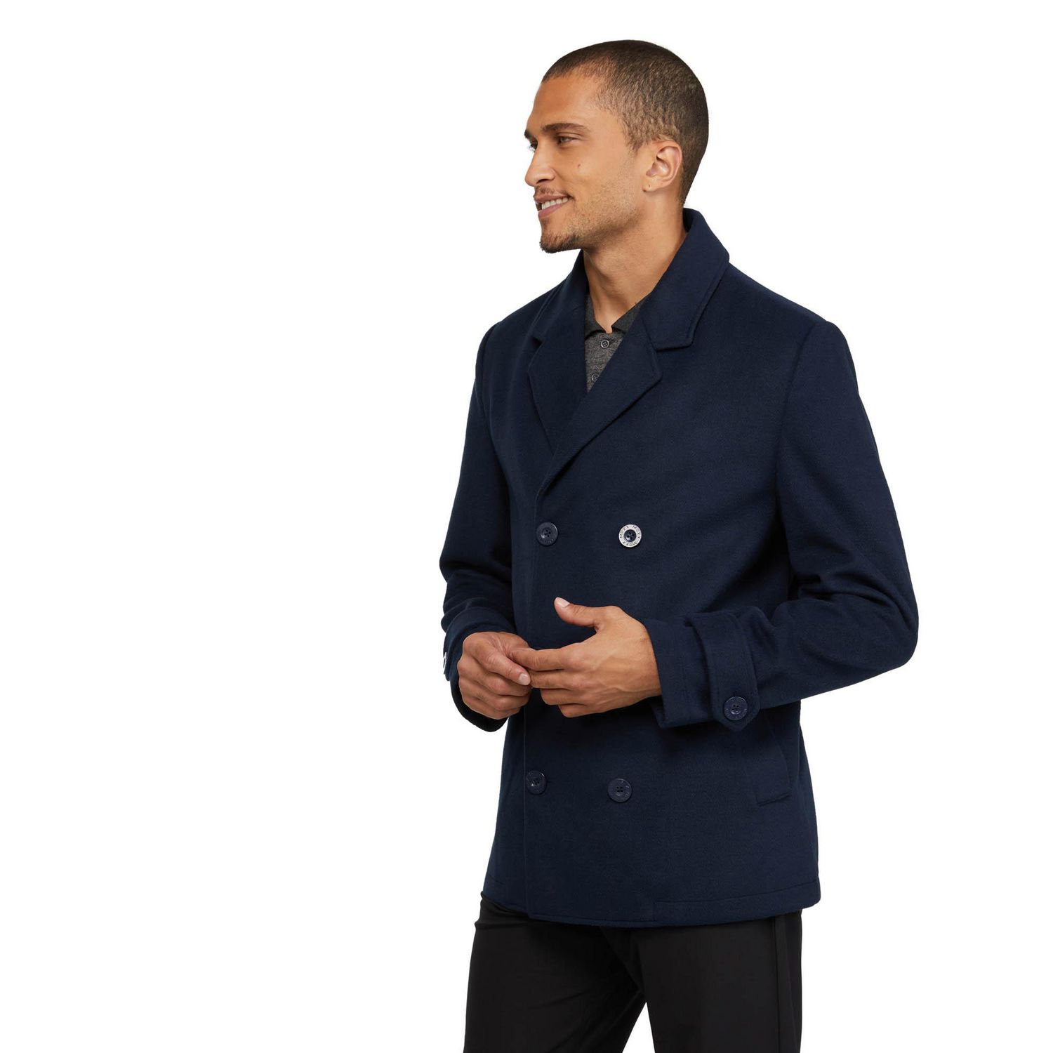 Navy double sales breasted peacoat