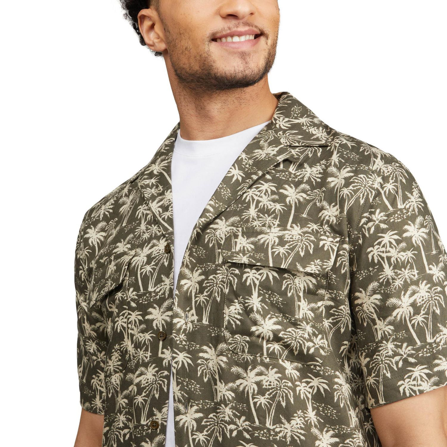 MEXX Men’s Collar Button Down Palm Tree Print Shirt