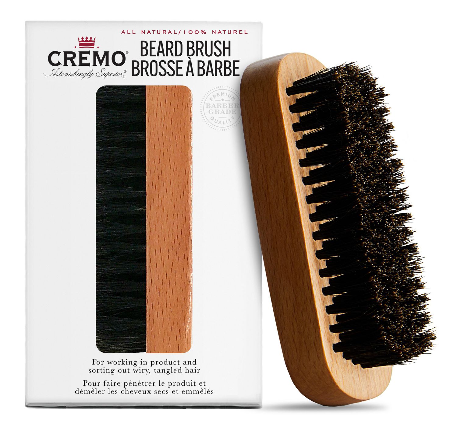 Faite de poils d'origine végétale à 100 %, cette brosse est parfaite pour  démêler, sculpter et styliser les barbes, quelle qu'en soit la longueur. 