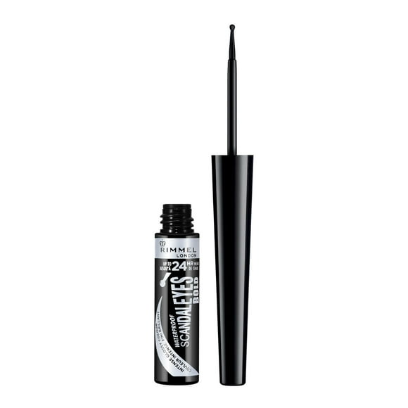 Rimmel Scandaleyes Bold Liquid Eyeliner, intense glossy colour, lightweight, waterproof formula, up to 24H wear, 100% Cruelty-Free, 24H Waterproof Eyeliner