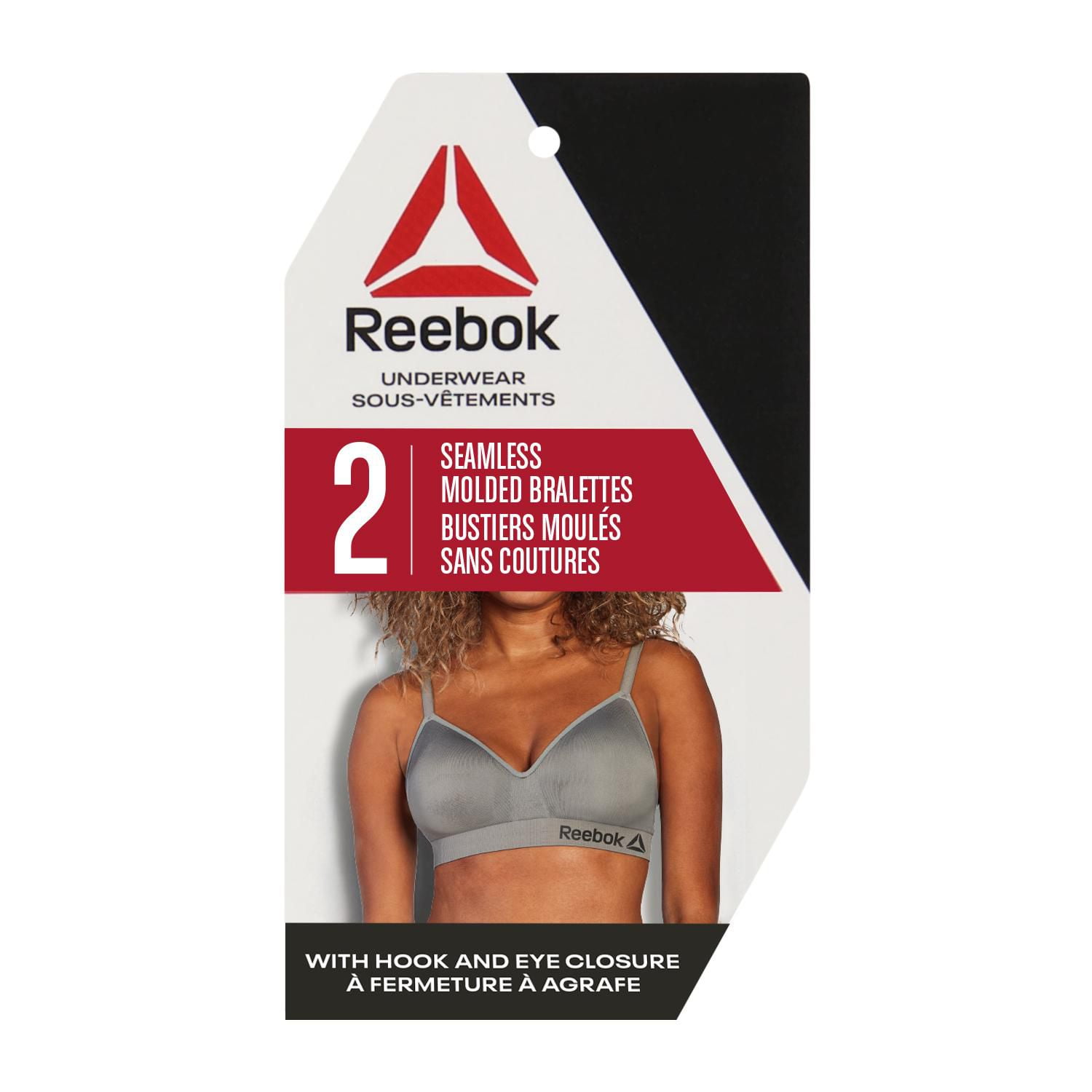 Reebok Ladies' Underwear 2 Pack Performance Seamless Molded Bralettes 