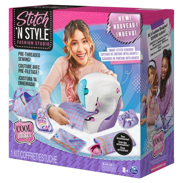 Cool Maker, Stitch 'N Style Fashion Studio, Pre-Threaded Sewing Machine Toy  with Fabric and Water Transfer Prints, Arts & Crafts Kids Toys for Girls