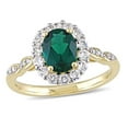 thumbnail image 1 of Miabella 1-5/8 Carat T.G.W. Created Emerald, White Topaz and Diamond Accent 14K Yellow Gold Halo Vintage Engagement Ring, 1 of 3