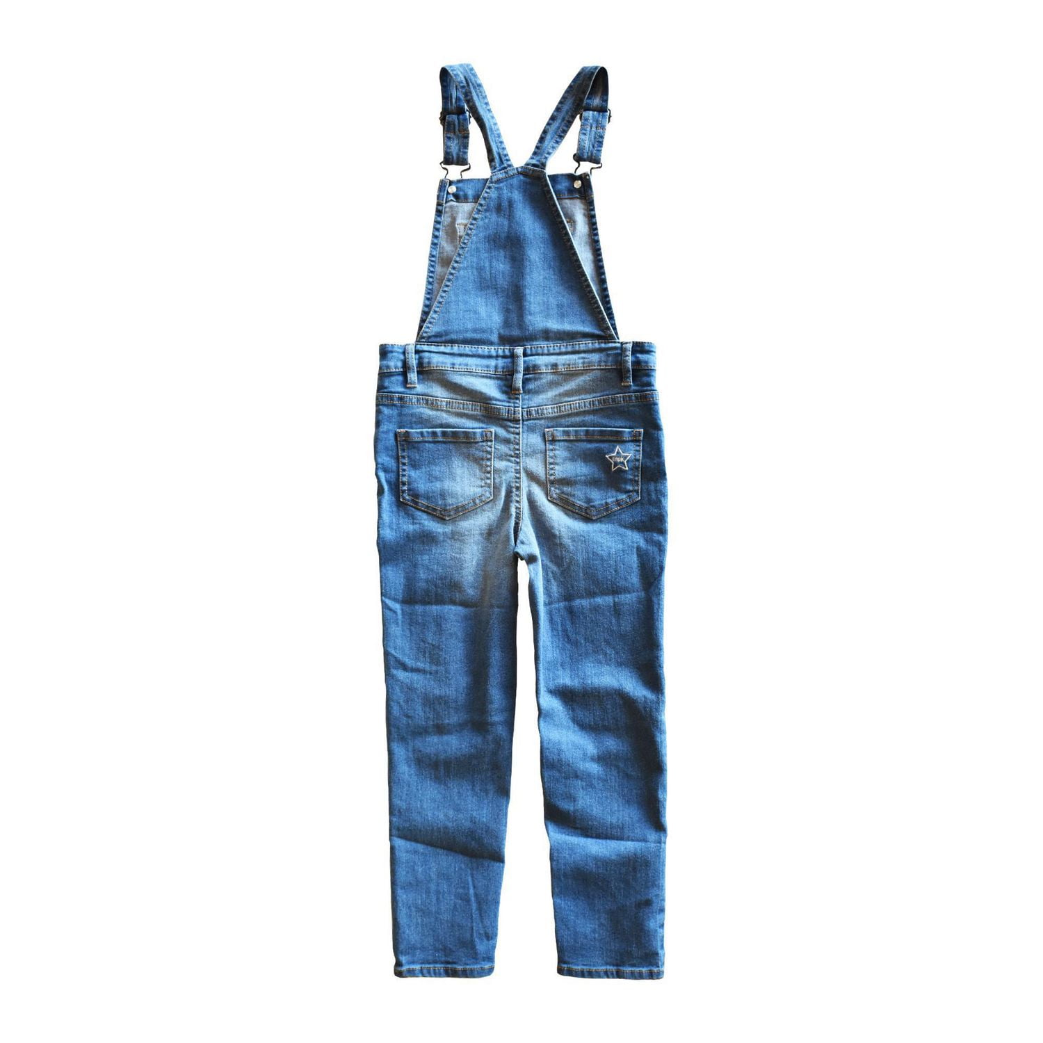 Girls Mini Pop Kids Rock In Plaid Denim Overalls