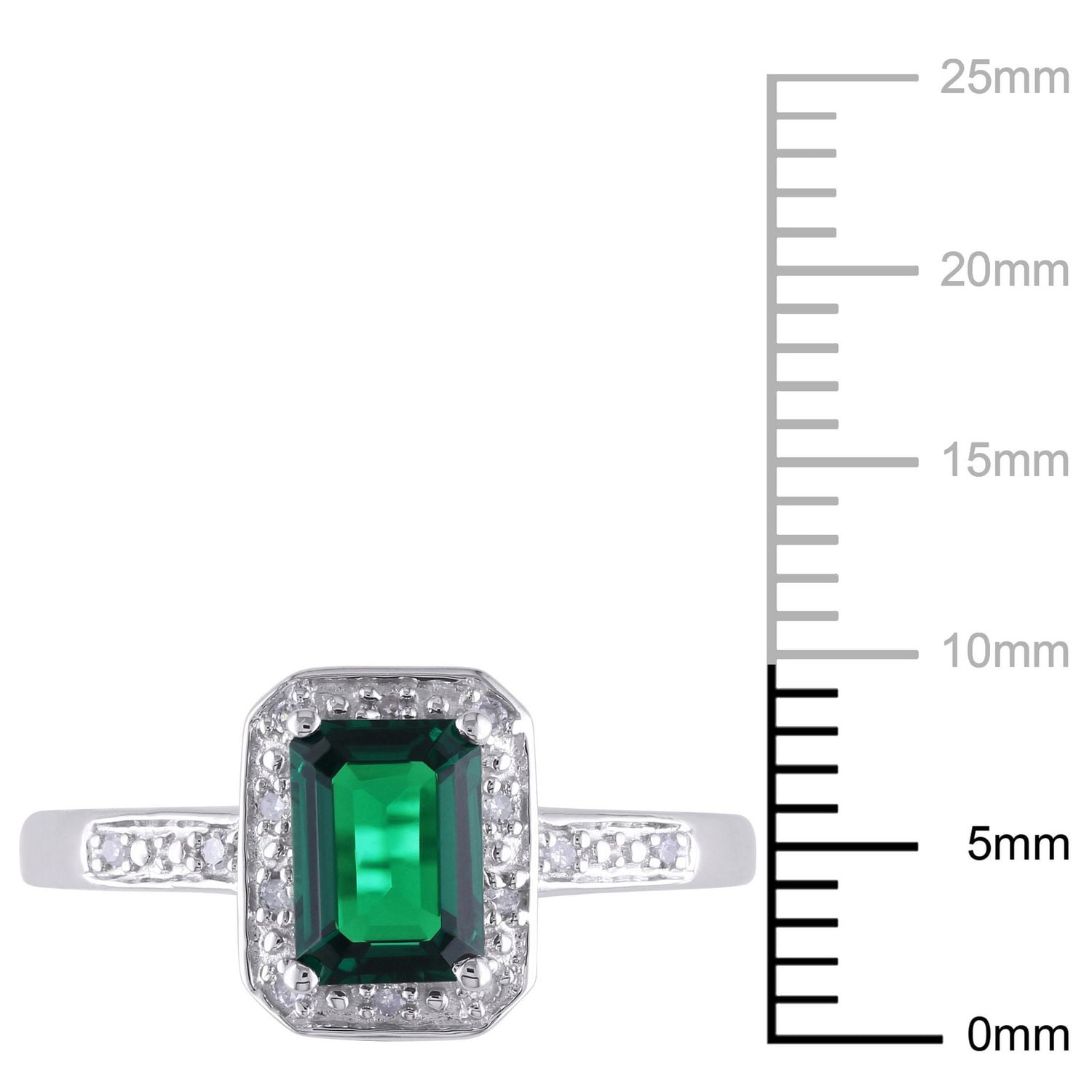 Miabella 7/8 Carat T.G.W. Emerald-Cut Created Emerald and Diamond-Accent 10K White Gold Halo Cocktail Ring