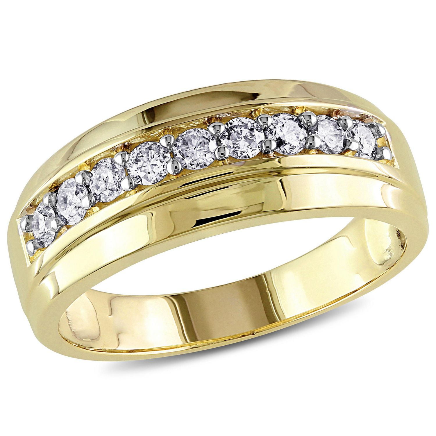 Miabella Men's 1/2 Carat T.W. Diamond 10K Yellow Gold Semi-Eternity Ring