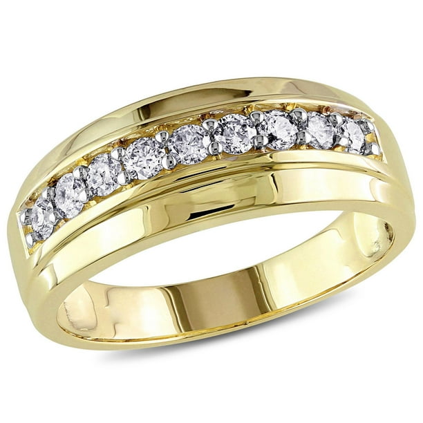 Bague Miabella pour hommes style semi-éternité avec diamants 1/2 CT poids total en or jaune 10K