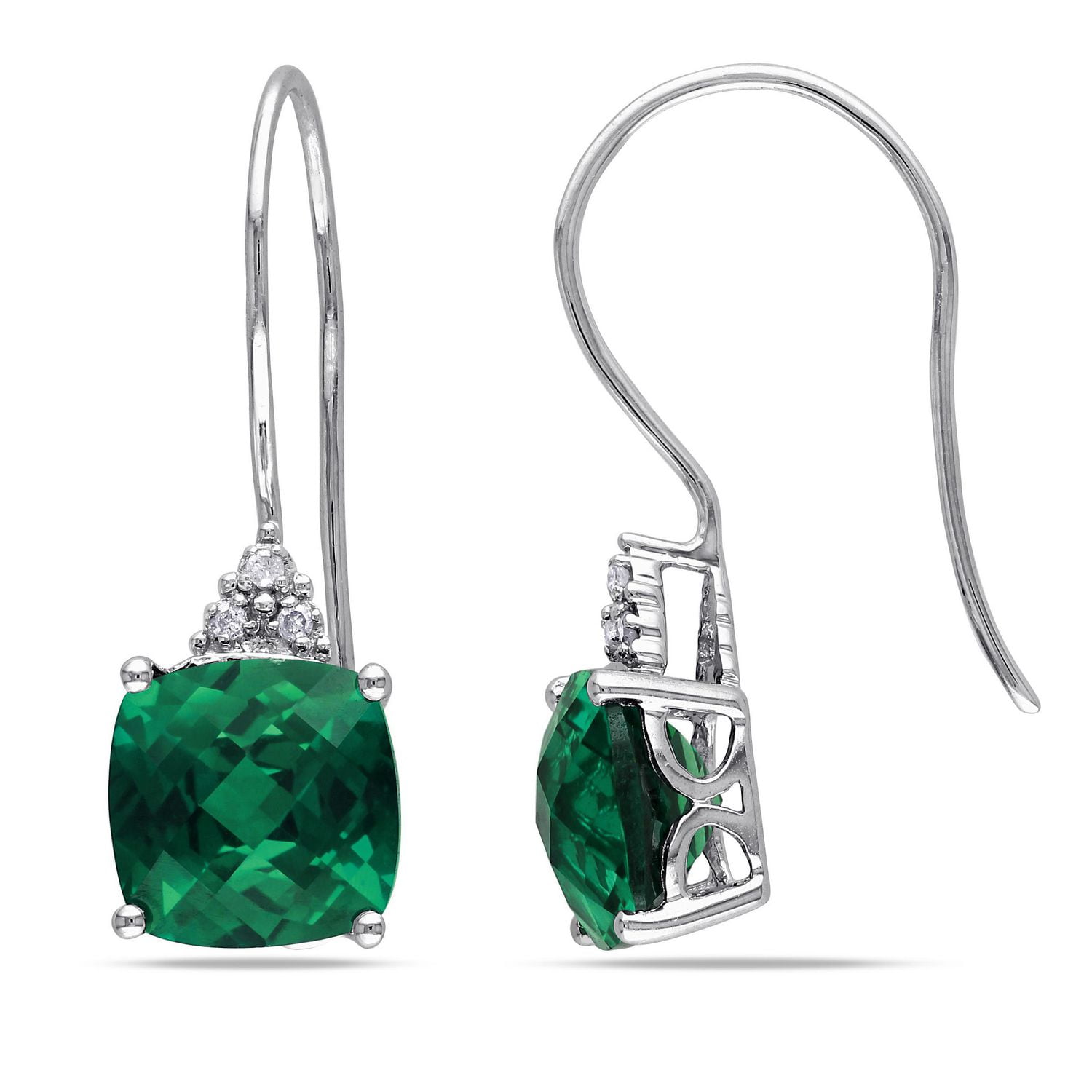 Miabella 5-3/8 Carat T.G.W. Created Emerald and Diamond-Accent 10K White Gold Earrings