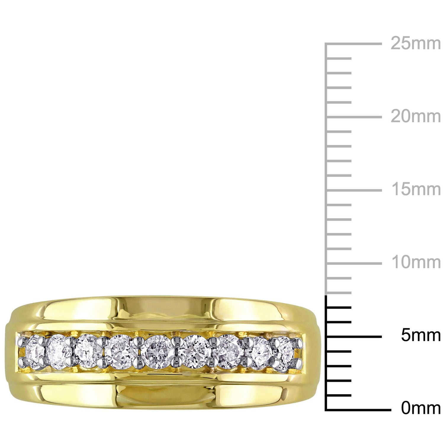 Miabella Men's 1/2 Carat T.W. Diamond 10K Yellow Gold Semi-Eternity Ring