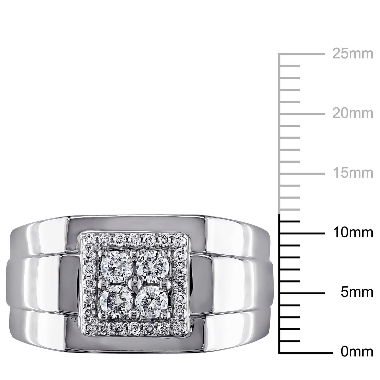 Miabella 1/2 Carat T.W. Diamond 10K White Gold Men's Ring