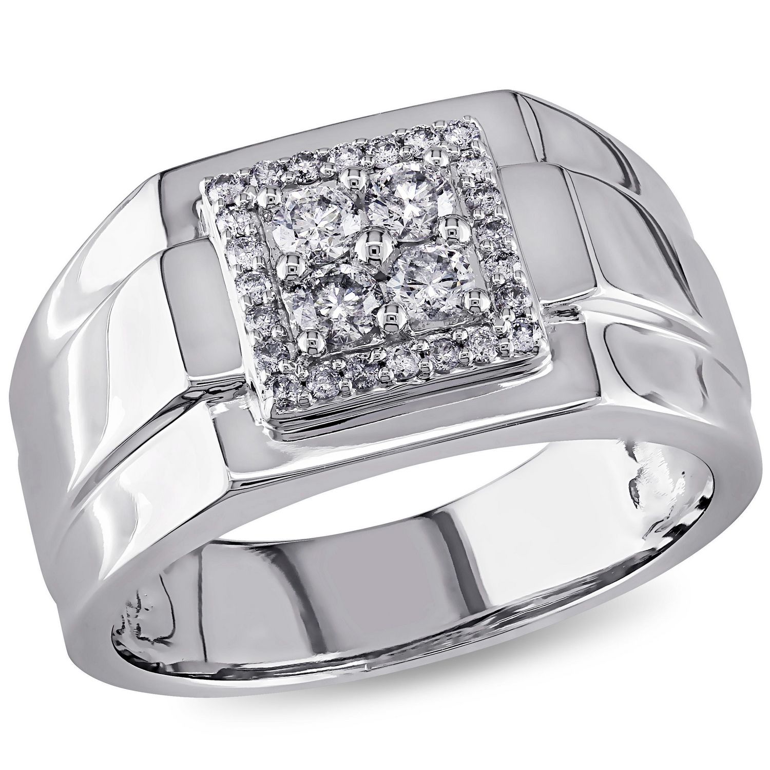 Miabella 1/2 Carat T.W. Diamond 10K White Gold Men's Ring - Walmart.ca