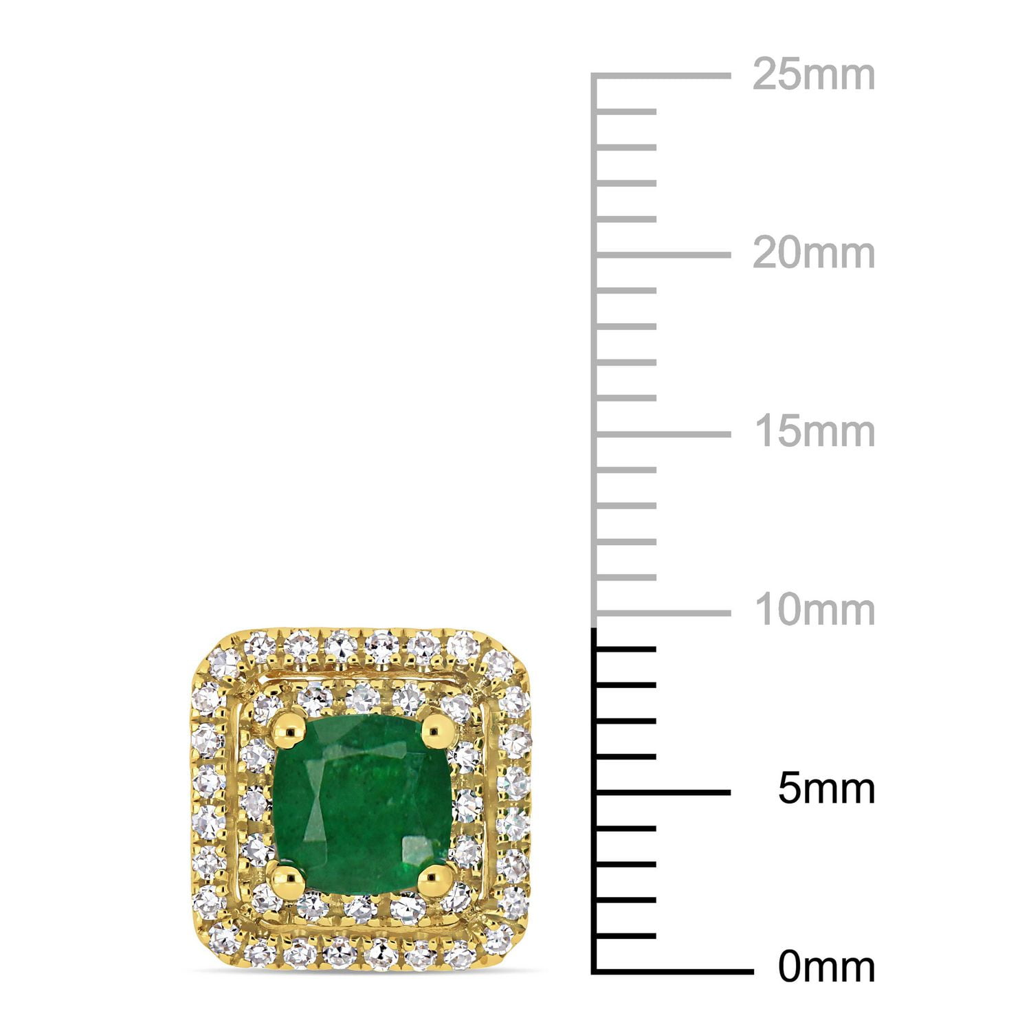 Clous d'oreille de forme auréole Miabella avec émeraudes 1 CT PBT et diamants 2/5 CT poids total en or jaune 14K
