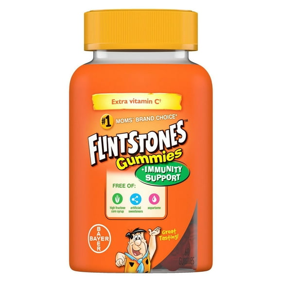 FLINTSTONES Kids Multivitamin Gummies Plus Immunity Support - with Zinc and Extra Vitamin C‡, Free of Artificial Sweeteners, Free of Aspartame