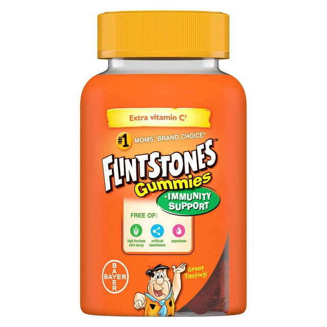 FLINTSTONES Kids Multivitamin Gummies Plus Immunity Support - with Zinc and Extra Vitamin C‡, Free of Artificial Sweeteners, Free of Aspartame