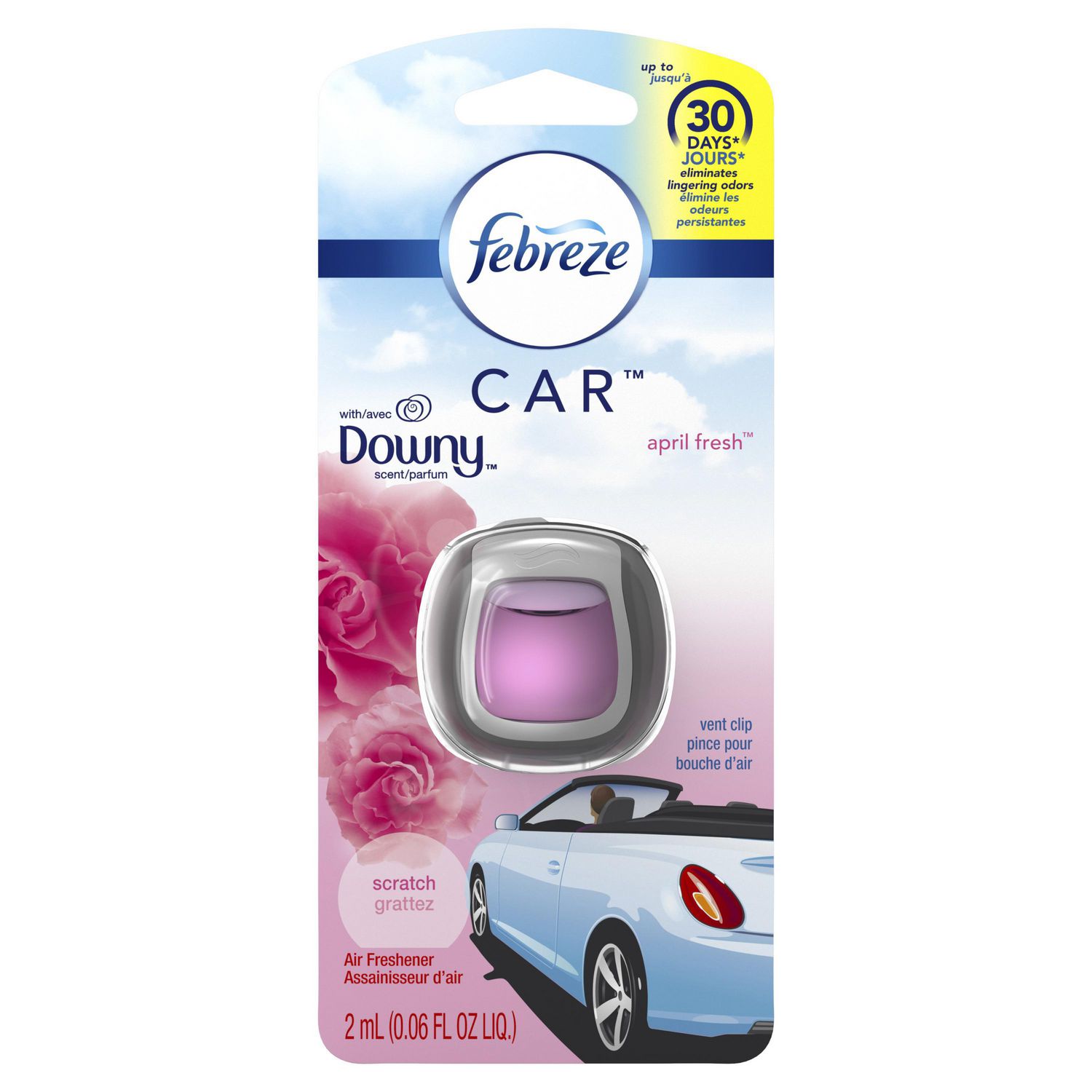 Pince pour bouche d'air de voiture Febreze Downy Fraîcheur d'avril