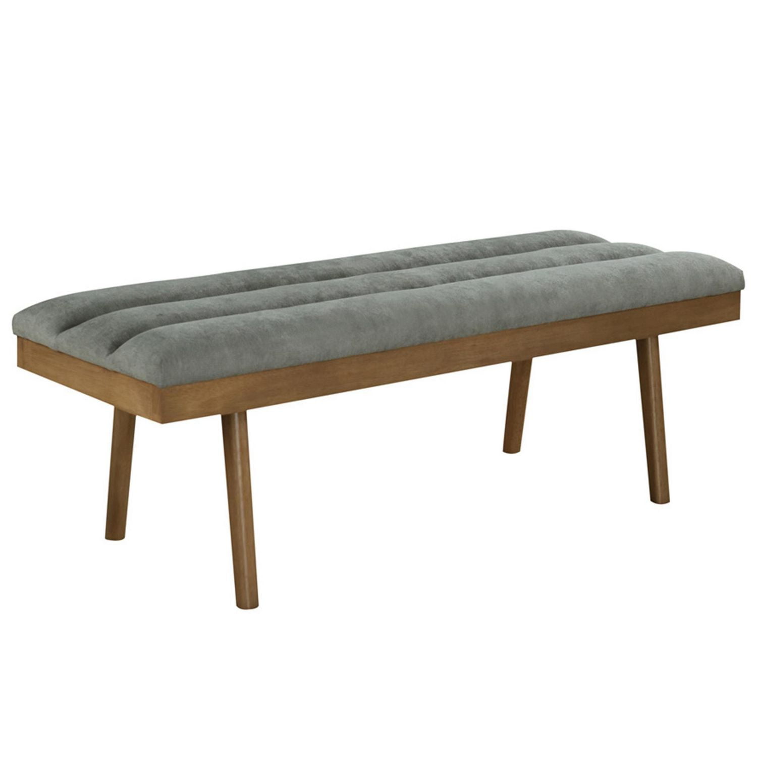 Modern Fabric & Solid Wood & MDF Bench in Grey & Washed Grey Leg ...