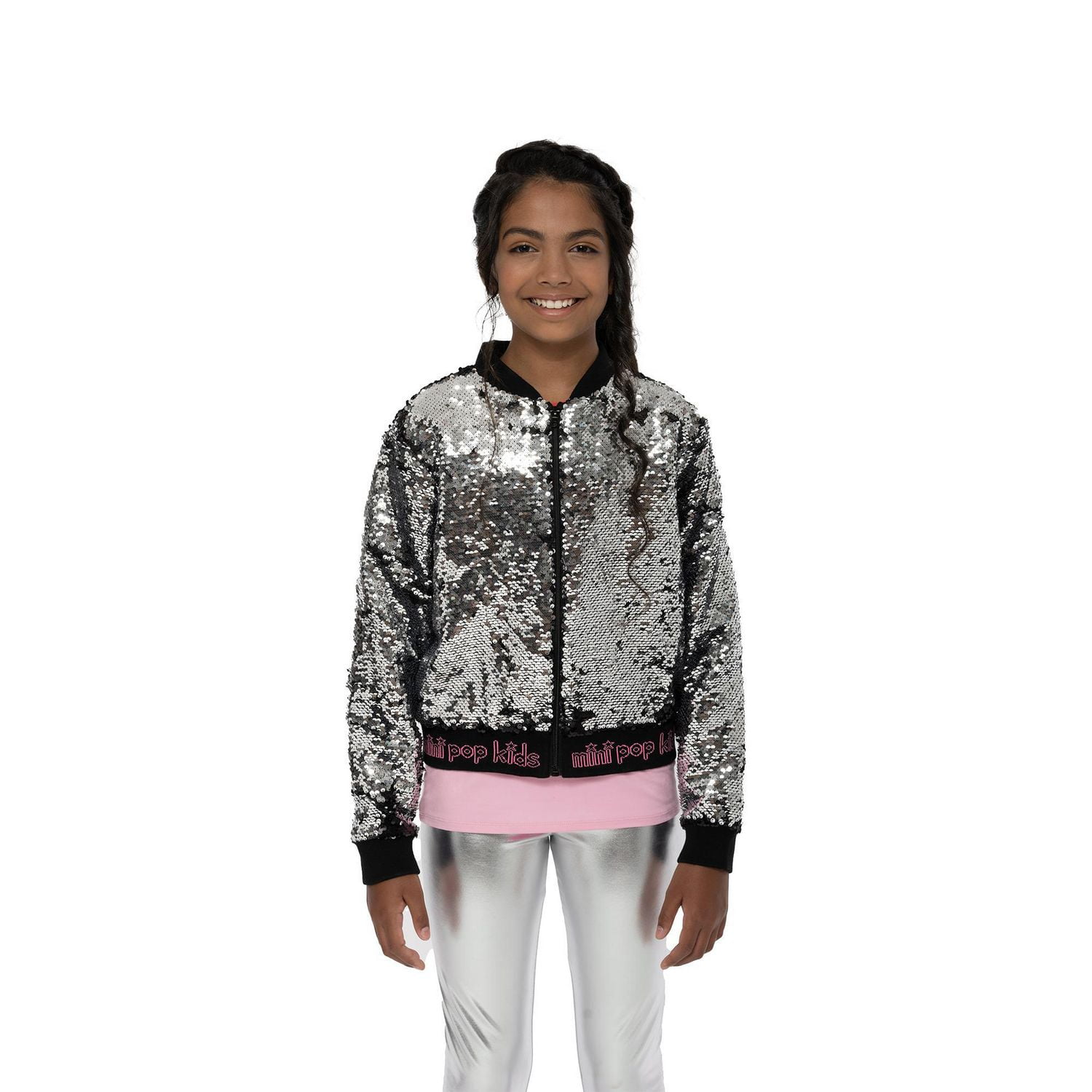 Girls Mini Pop Kids Black Shine Jacket