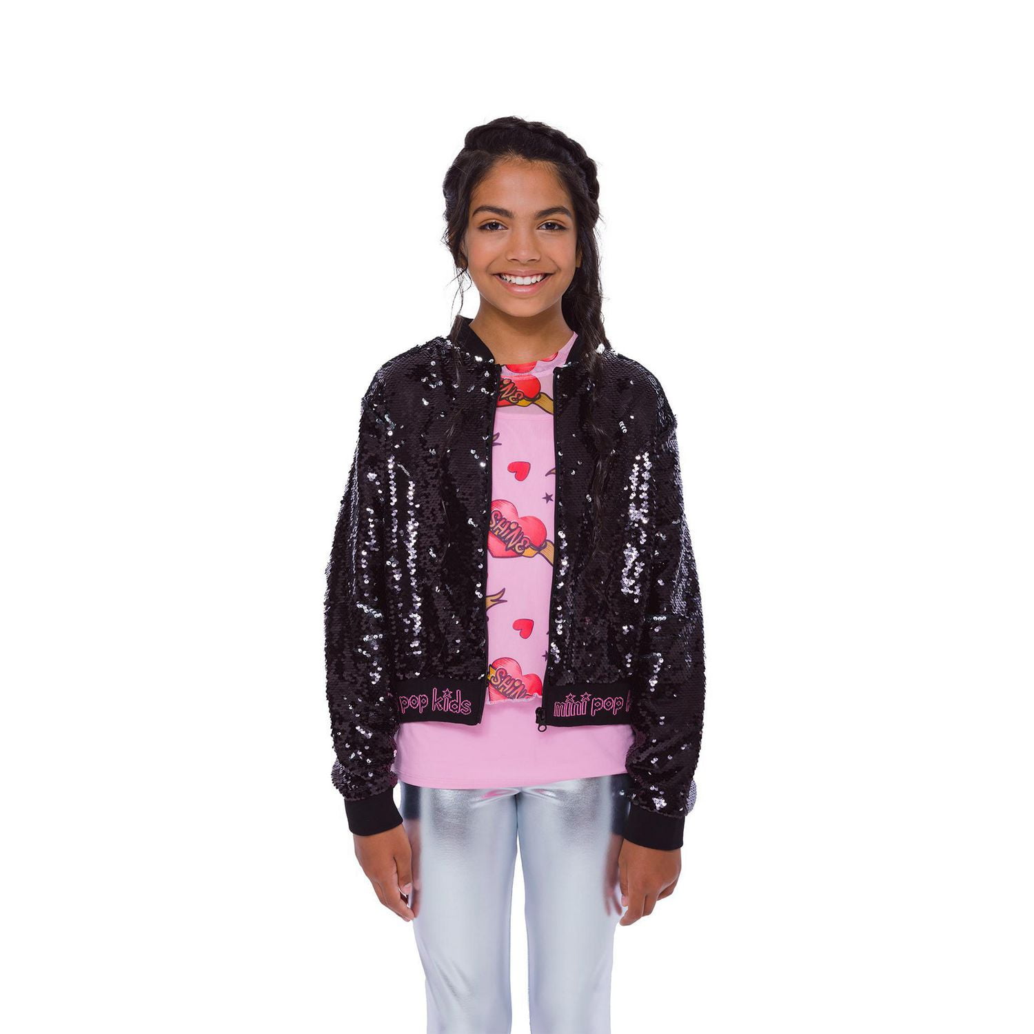 Girls Mini Pop Kids Black Shine Jacket