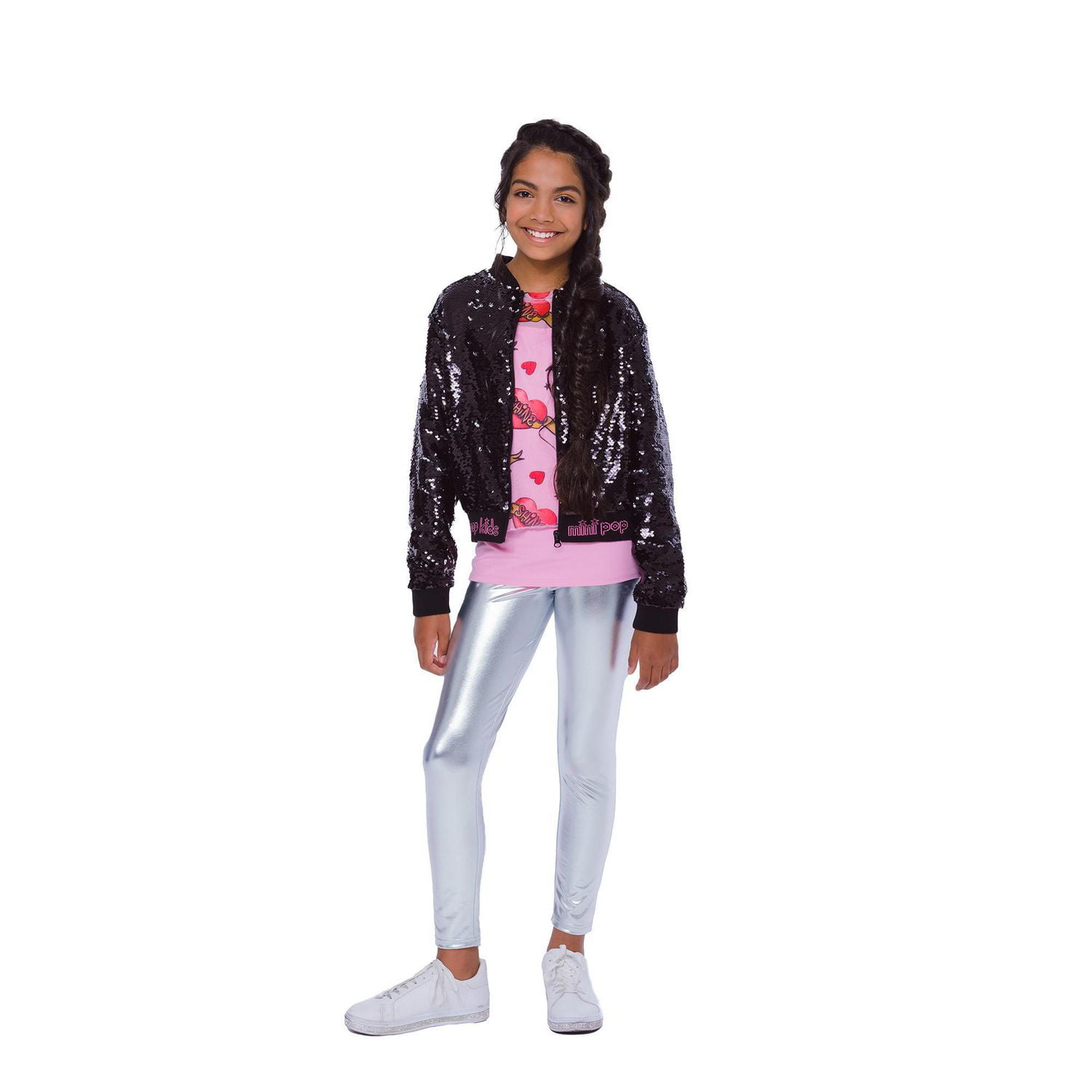 Girls Mini Pop Kids Black Shine Jacket