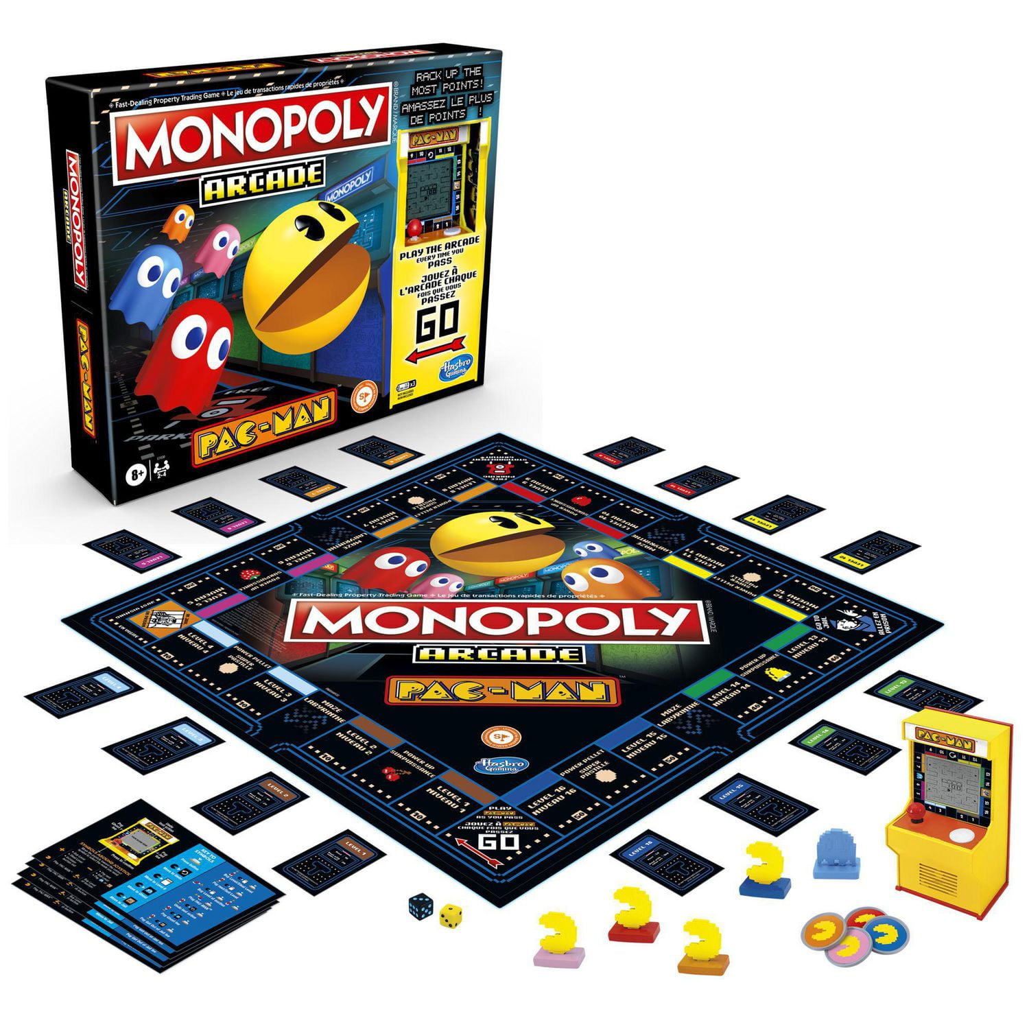 Monopoly Arcade Pac-Man Game; Monopoly Board Game for Kids Ages 8