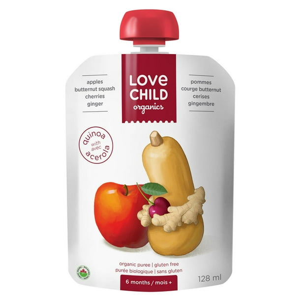 Love Child Organics Super Blends Puree - Pommes, Courge Butternut, Cerises Et Gingembre