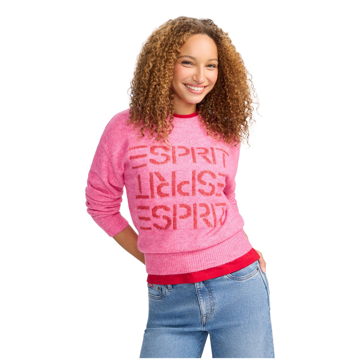 Esprit Chandail À Col Rond Avec Logo Pour Femmes, Tailles XS-XXL